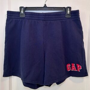 GAP Navy Logo Fleece High Waisted Pull On Elastic  Shorts 5.5in Inseam Women’s L